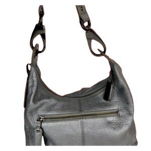 Kenneth Cole Genuine Leather Silver Hobo Bag